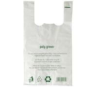 Lot 200 sacs de caisse blancs à bretelle réutilisables 50 microns | Sacs de courses solides avec soufflet | Conformes réglementation 2016 | Idéal primeurs, marchés, commerces (BLANC, 30 + 16 x 65)