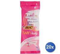 Lot 20x Bic Rasoirs Jetables Lady Twin 2 Lames 6 Pièces