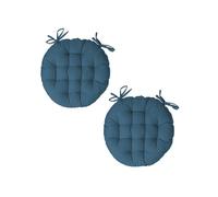 - Lot 2x Galette de chaise ronde Alix - Diam. 38 cm - Bleu