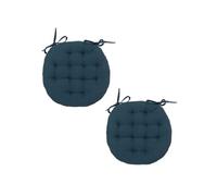 Atmosphera - Lot 2x Galette de chaise ronde Alix - Diam. 38 cm - Bleu foncé