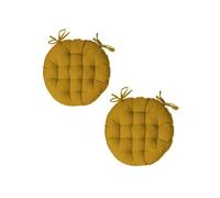 Atmosphera - Lot 2x Galette de chaise ronde Alix - Diam. 38 cm - Jaune Jaune