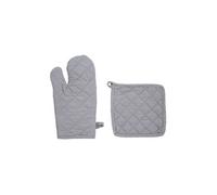 Toilinux - Lot 2x Gant et manique - Coton - Gris clair Gris clair
