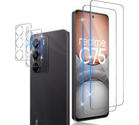 Lot 2x Verre Trempé Écran + 2x Protecteurs De Lentille Caméra Pour Realme C75 4g / Realme 14x 5g - 9h, Hd, Bords 2.5d, Anti-Traces, Installation Facile