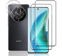 Lot 2x Verres Trempés Écran + 2x Protections Caméra Pour Honor Magic 6 Lite 5g ¿ 3d 0,33 Mm Ultra Clair 99,9% Transmission, Dureté 9h Anti-Rayures Sans Bulles, Anti-Trace, Compatible Coque