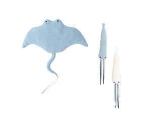 Lot 3 Animaux Océan Raie + Mini Pulpes Light Blue And White TU