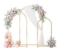 TERRE JARDIN Arche Mariage Métal Doré Lot de 3 - Arche Ballon et Décoration Mariage, Arche Cérémonie et Événement (Anniversaire, Baby Shower, Aid Moubarak) avec Sacs de Lestage
