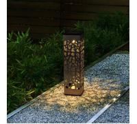 Lumisky Balises solaires ORGANIC INOX LED blanc chaud ombre portée H31 cm – lot de 3