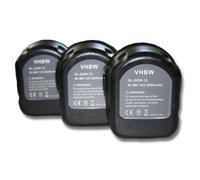 Lot 3 batteries Ni-MI vhbw 2000mAh (12V) pour outils PS3500, PS3550K, FS632K-2, KC1252CN, KC1262, KC1262F comme Dewalt DC9071, DE9037, DE9071, DE9074.