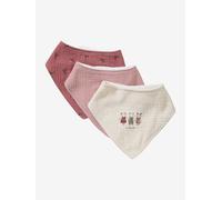 Lot 3 bavoirs bandanas en gaze de coton / éponge rose grenier TU