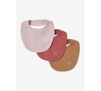 Lot de 3 bavoirs naissance en gaze de coton lot rose TU