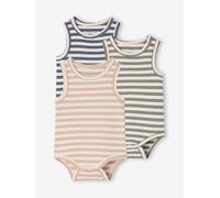VERTBAUDET Lot 3 bodies bébé sans manches coton bio bleu 24M(86CM)