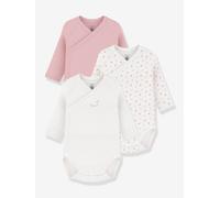 Lot 3 bodies croisés manches longues rose NAISSANCE(50CM)
