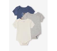 Lot 3 bodies évolutif garçon manches courtes gris chiné 3M(60CM)