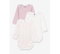 Lot 3 bodies manches longues imprimé coeurs bébé PETIT BATEAU rose 3M(60CM)
