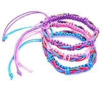 Lot 3 Bracelets Brésiliens Cuir Coton de l'Amitié Macramé coton Friendship Porte Bonheur bracelet bleu turquoise rose violet