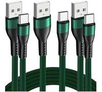 Lot-3 Câble USB-C 1M Charge Rapide 3A pour OPPO Find X3 X5 Reno 8 Lite A16 A53 A53S A54 A94 - Nylon Tressé Vert