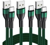 Lot-3 Câble USB-C 1M Charge Rapide 3A pour OPPO Find X3 X5 Reno 8 Lite A16 A53 A53S A54 A94 - Nylon Tressé Vert - E.F.Connection