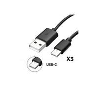 Lot 3 Cables Usb-c Chargeur Noir Pour Sony Xperia 10 / L1 / L2 / L3 / XA1 / XA2 / XZ / XZ1 / XZ2 / XZ3 - Cable Type Usb-c Port Usb Data Chargeur