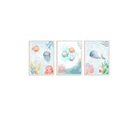 Lot 3 Cadres Muraux Enfant Univers Océan Multi Coloured TU