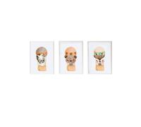 Lot 3 Cadres Muraux Enfant Zèbre + Ours + Cerf Multi Coloured TU