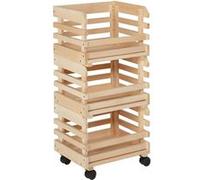 Lot 3 Cageots Empilables Pin Massif sur Roulettes - LEGUMES - ALTOBUY Bois G