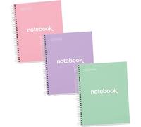 Lot 3 Cahiers A5, Notebook Emotions, 80 Pages 90 G/M², Cahier À Points Dots, Cahiers À Couverture Rigide Et Spirale, 2 Perforations Pour Le Classement, Fournitures Scolaires Ou Le Bureau