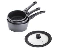 Lot 3 casseroles Dur comme la pierre 16,18 et 20 cm et couvercle multidiamètre Mathon