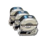 Lot 3 cassettes ? ruban vhbw 18mm pour Epson LabelWorks LW-700, LW-400, LW-500, LW-900P comme LC-5WBN, SS18KW.