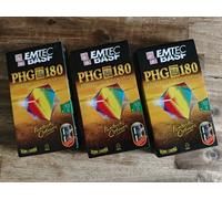 Lot - 3 Cassettes VHS Neuves Scellées - EMTEC/BASF PHG 180 CINÉMA HIFI SOUND NF