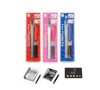 Lot 3 Coffrets Parallel Pen : 1,5 mm + 3,0 mm + 6,0 mm + 6 Cartouches Noires + 12 Cartouches Couleurs Assorties + 1 Index Adhesif Blumie (Rouge + Rose + Bleu)