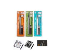 Lot 3 Coffrets Parallel Pen : 2,4 mm + 3,8 mm + 4,5mm + 6 Cartouches Noires + 12 Cartouches Couleurs Assorties + 1 Index Adhesif Blumie (Orange + Vert + Turquoise)