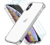 Lot 3 Coques Tpu Silicone Soft Skin Anti-Choc Transparentes Pour Iphone Xs Max + 3 Verres Trempés 9h Ultra-Fins 0,3 Mm Haute Sensibilité
