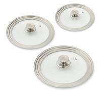 Lot 3 couvercles en verre et inox multidiamètre 16, 18, 20 cm + 24, 26, 28 cm + 28, 30 et 32 cm Mathon