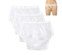 Lot 3 Culotte d'Incontinence Réutilisable Adulte Lavable culottes en plastique à enfiler pour adulte Homme et Femme Imperméable Culotte Plastique Incontinence(Clear,X-Large)