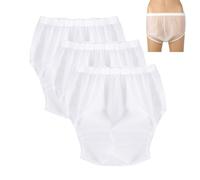 Lot 3 Culotte d'Incontinence Réutilisable Adulte Lavable culottes en plastique à enfiler pour adulte Homme et Femme Imperméable Culotte Plastique Incontinence(White,Small)