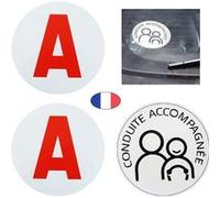 Lot 3 Disques = 1 disque CA conduite accompagnée + 2 disques A jeune conducteur - Electrostatique - Fabriqué en France