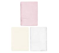 Lot de 3 draps housses couffin en gaze de coton pastel rose, écru, blanc 30X70