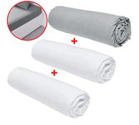 Lot 3 Draps Housses TODAY Essential 140 x 200 cm-100% Coton Craie Acier