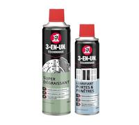 Lot 3-EN-UN Technique • Super Dégraissant Aérosol 500 ml + Lubrifiant Portes & Fenêtres Aérosol 250 ml
