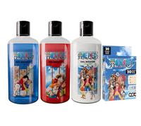 Lot 3 Gels Douche One Piece - Parfums Grenade, Amande, East Blue - 3 x 400ml + 1 Boites Pansements - BUBBLE HEROES