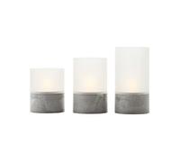 Lot 3 Lampes A Poser Led Bougie - 2500K - Plastique Et Verre - Gris Et Blanc Mat