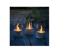 Lot 3 Lampes à poser LED BOUGIE BRILLIANT - 2500K - Plastique et verre - Gris et verre fumé