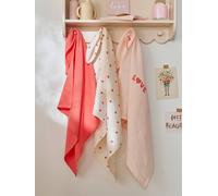 Lot 3 langes en gaze de coton MON COEUR rose imprimé TU