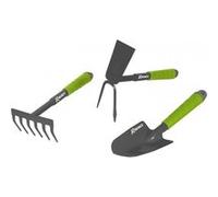 lot 3 outils de jardinage, bmi, fleurs serfouette, rateau, transplantoir