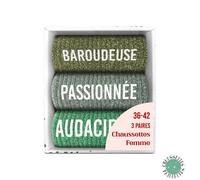 Lot 3 paires de chaussettes paillettes 'baroudeuse, passionnée, audacieuse'