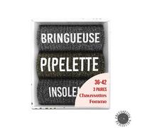 Lot 3 paires de chaussettes paillettes 'bringueuse, pipelette, insolente'
