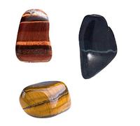 Lot 3 Pierres Triple Protection: Oeil de Tigre, de Faucon, de Taureau