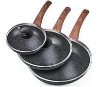 Lot 3 poêles granit + couvercles 16-24 cm