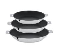 Lot 3 poêles inox antiadhérentes Mutine sans manche 20, 24 et 26 cm Cristel