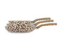 Lot 3 poeles leopard 20/24/28cm en aluminium recycle marron